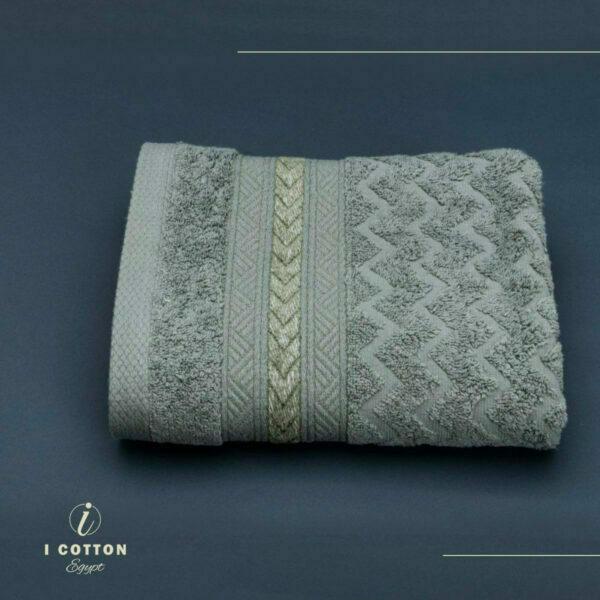 Medium Grey, زيتي,Face Towel,90*50,Zigzag Pattern,100% Cotton