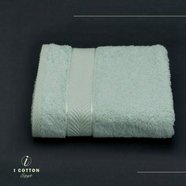 Pale Sky,سماوي فاتح,Face Towel,100*50,Satin Ribbon design,100% Cotton