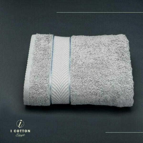 Silver,فضي,Face Towel,100*50,Satin Ribbon design,100% Cotton